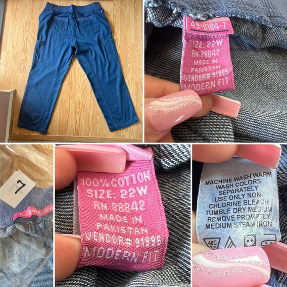 Women Within Size 22W Modern Fit Jeans Cargo Pants Needs Button Closure Blue - Picture 6 of 11